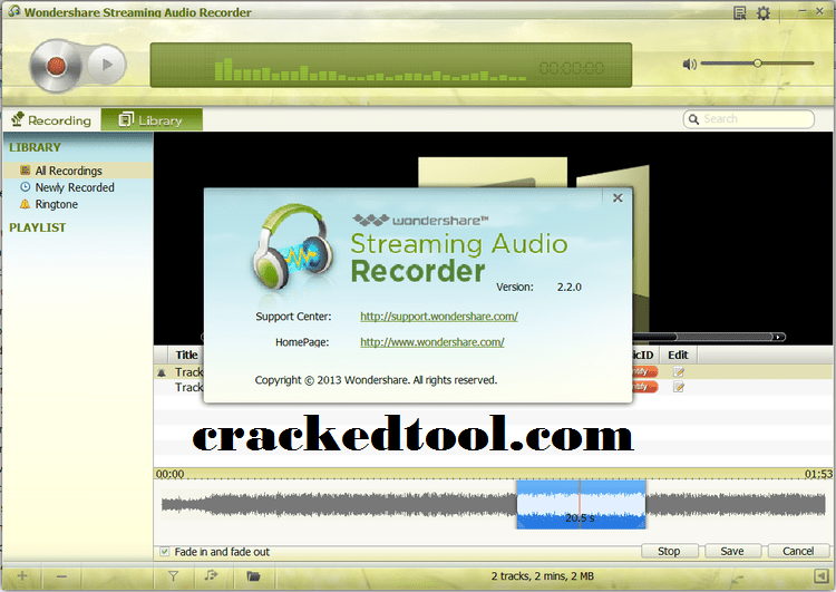 Wondershare Streaming Audio Recorder 2.4.1.6 Keygen & Crack